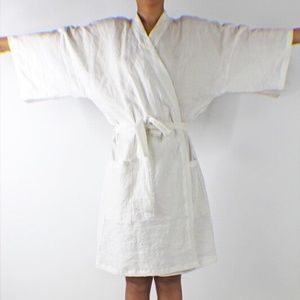 Linen Unisex Short Kimono Style Bathrobe